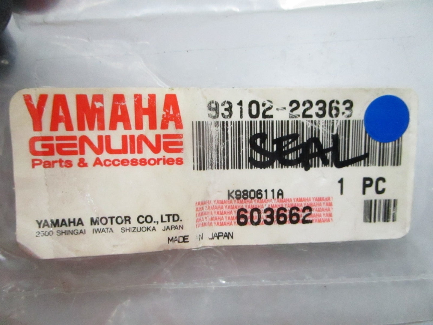 NEW OEM 93102-22363 Yamaha Plate Seal 0810