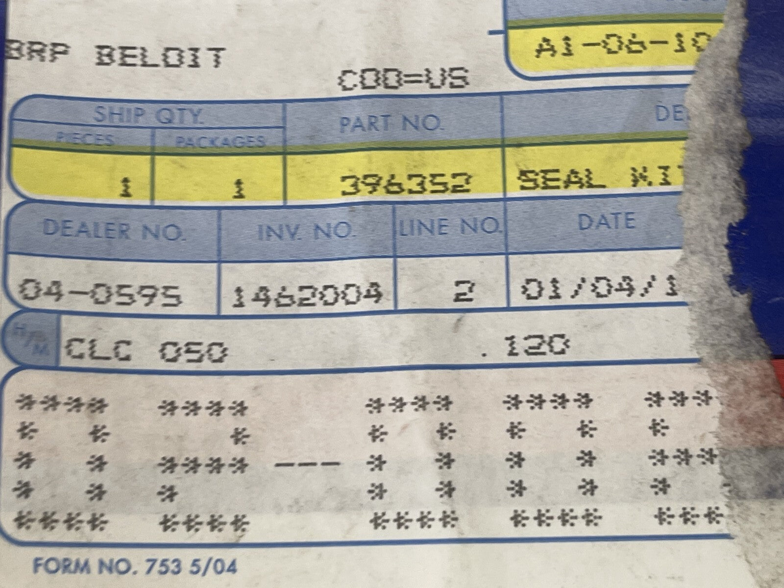 *NEW OEM* 0670 OMC Johnson Evinrude Gearcase Seal Kit 396352 0396352