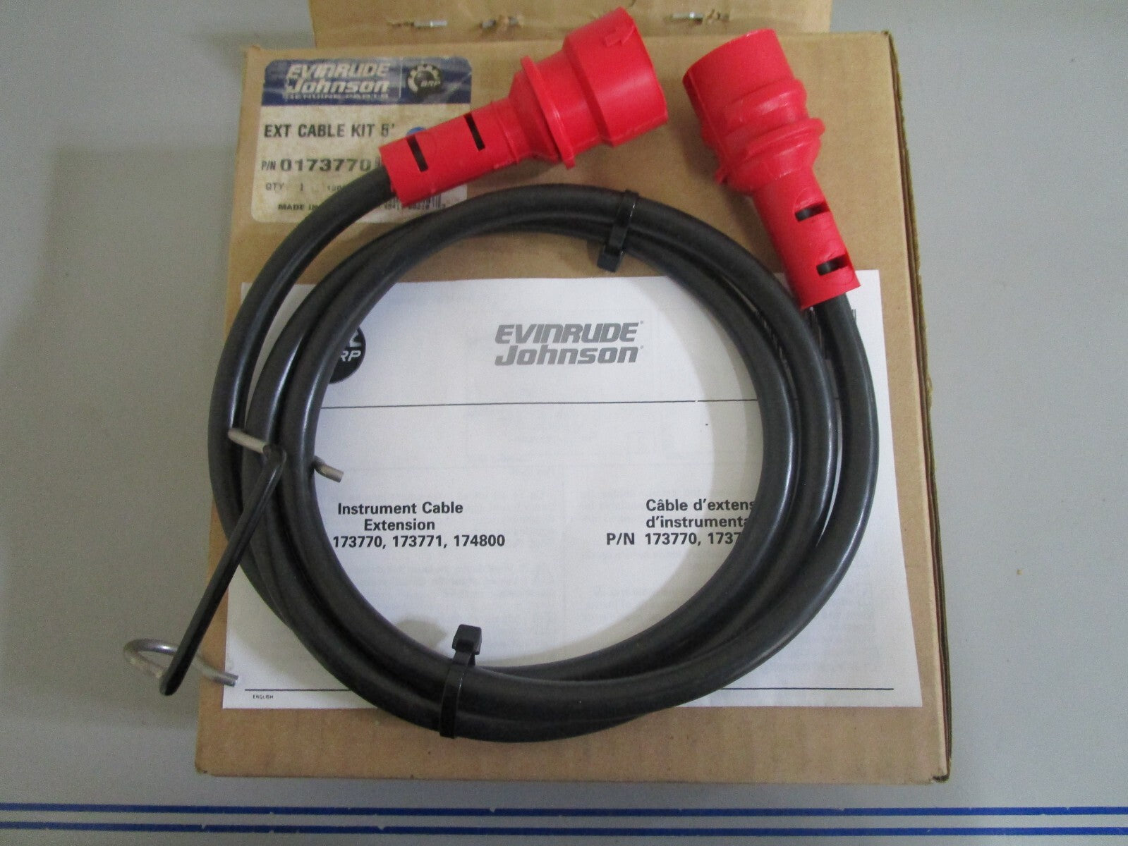 *NEW OEM* 0820 OMC Johnson Evinrude 5' Extension Cable Kit 173770 0173770