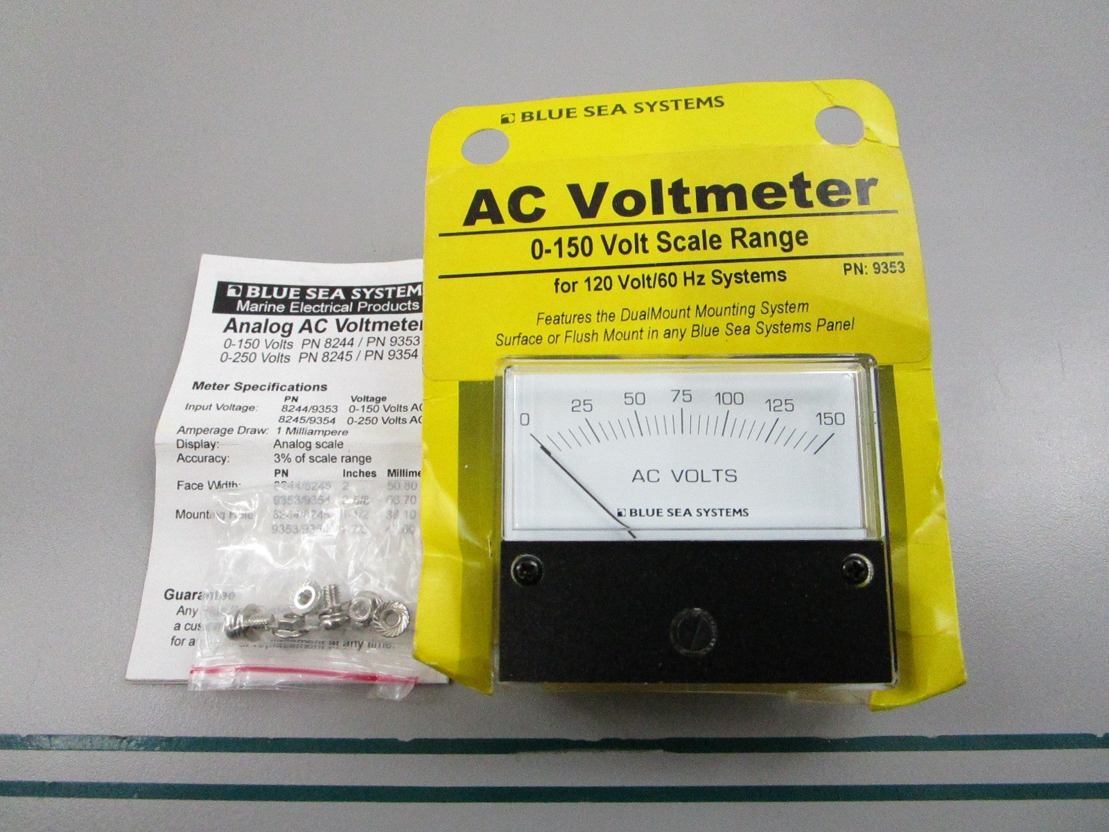 NEW 9353 Blue Sea Systems AC Analog Voltmeter 0-150V 0810