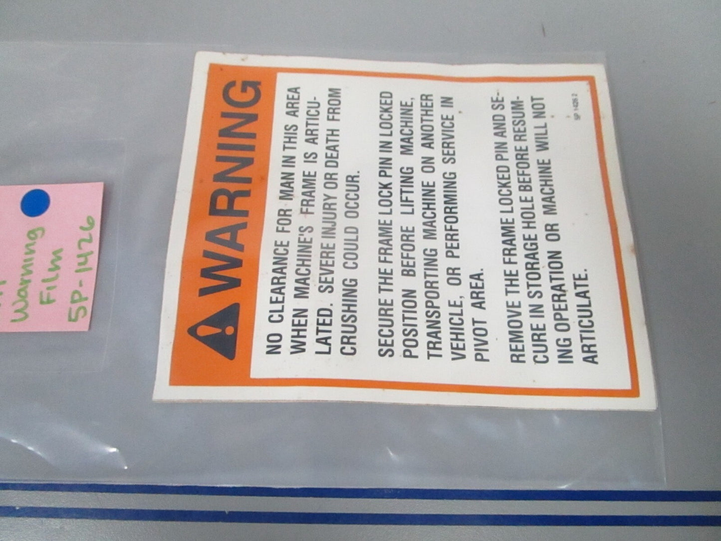*NEW OEM* 0810 CAT Warning Film 5P-1426