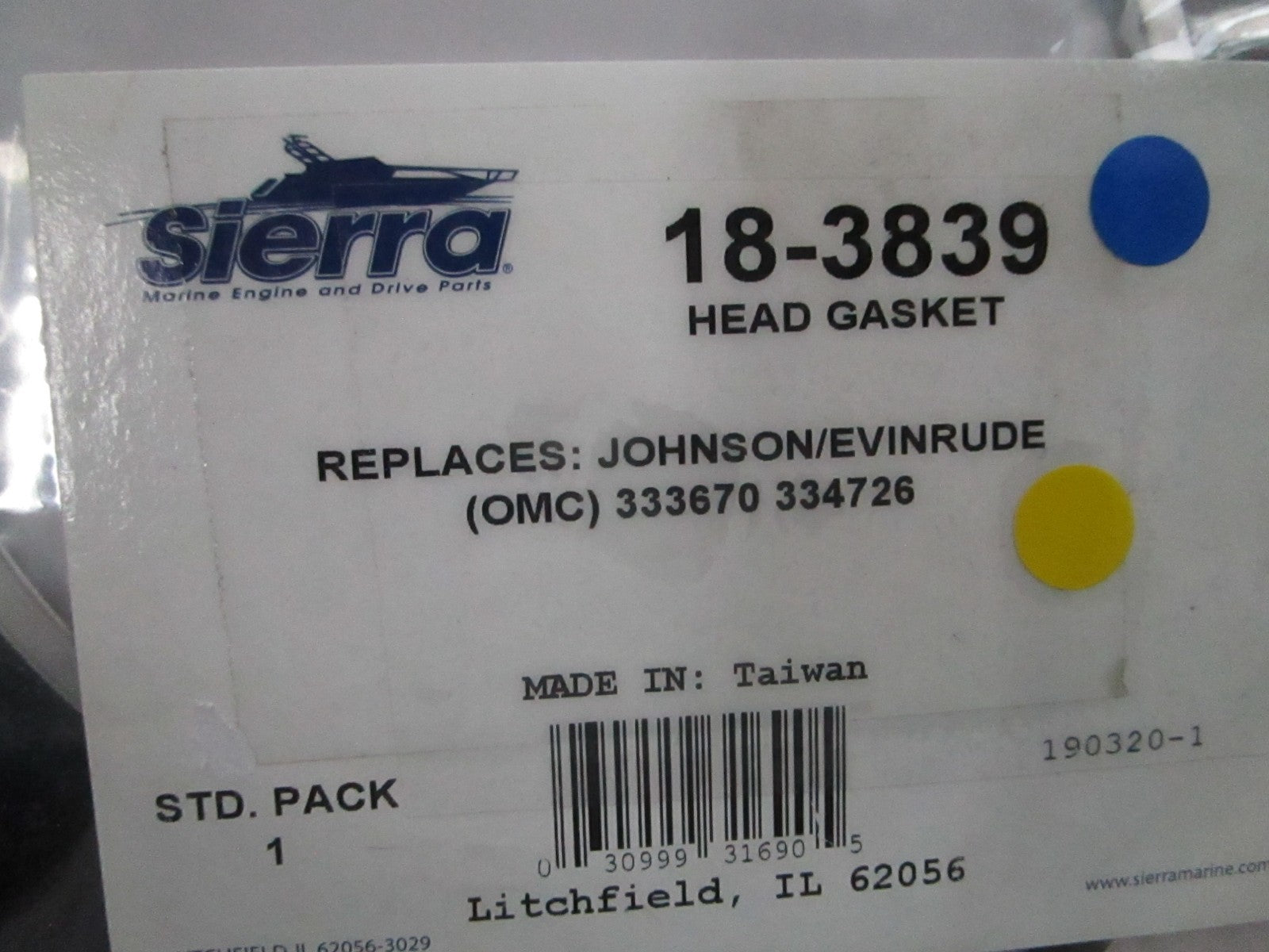 *NEW* 0810 Sierra Head Gasket 18-3839 Replaces: OMC 333670 334726