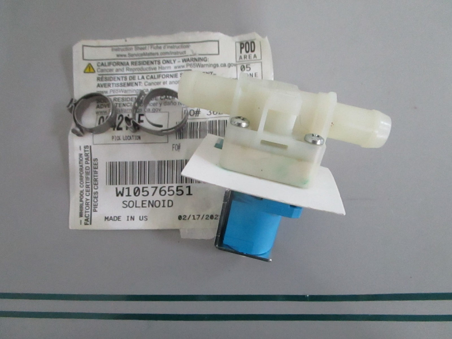 Whirlpool NEW OEM Dishwasher Solenoid W10576551 NOS Genuine Appliance Part 0820