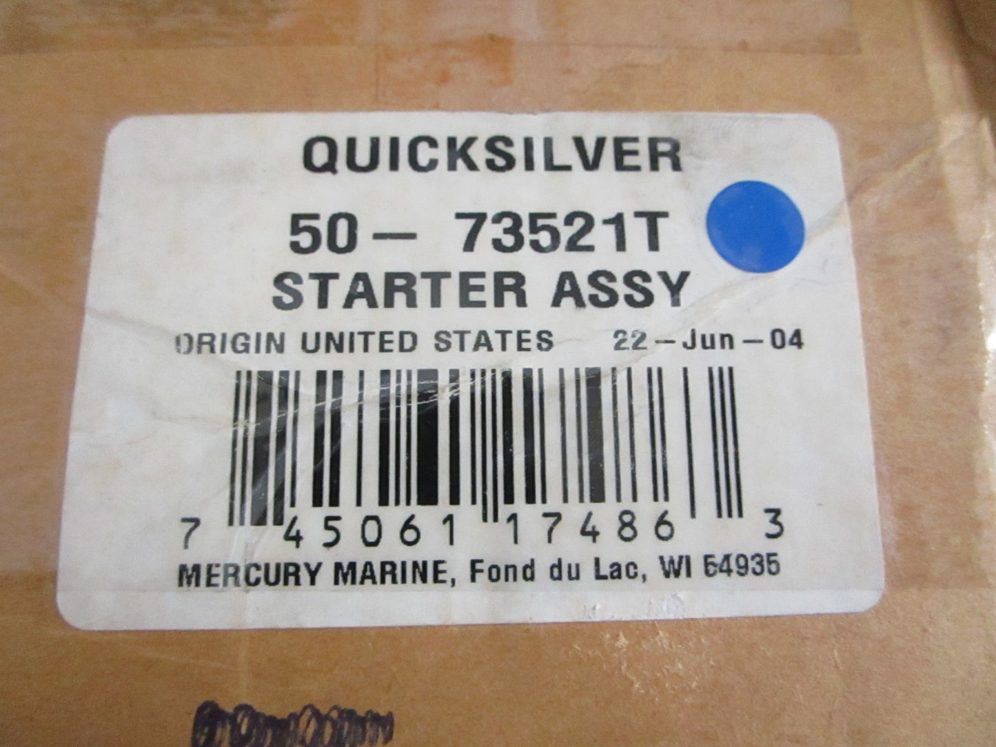 NEW OEM 50-73521T Mercury Quicksilver Starter Assy 0820