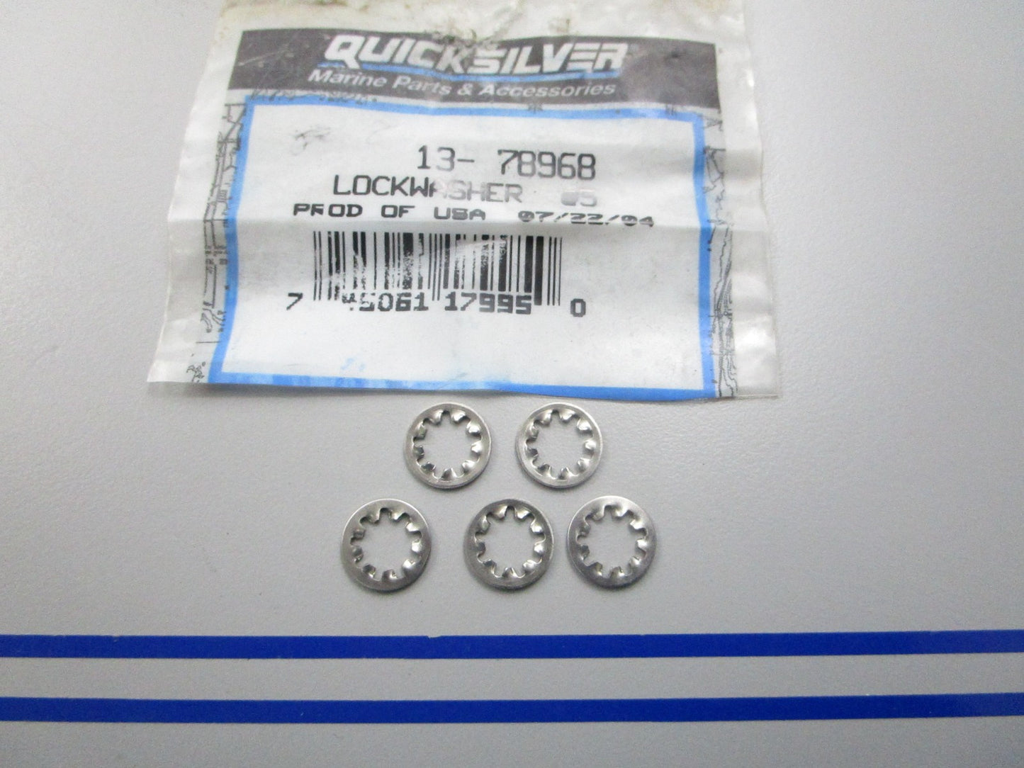 NEW OEM (LOT OF 5) 13-78968 Mercury Quicksilver Lockwasher 0810