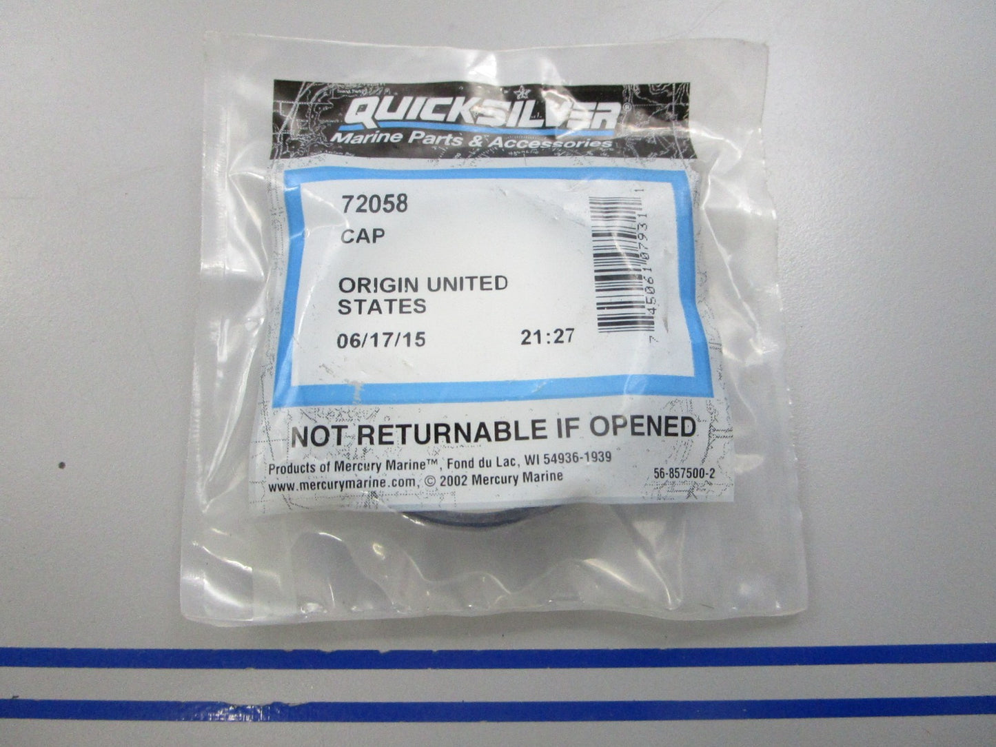 NEW OEM 72058 Mercury Quicksilver Cap 0810