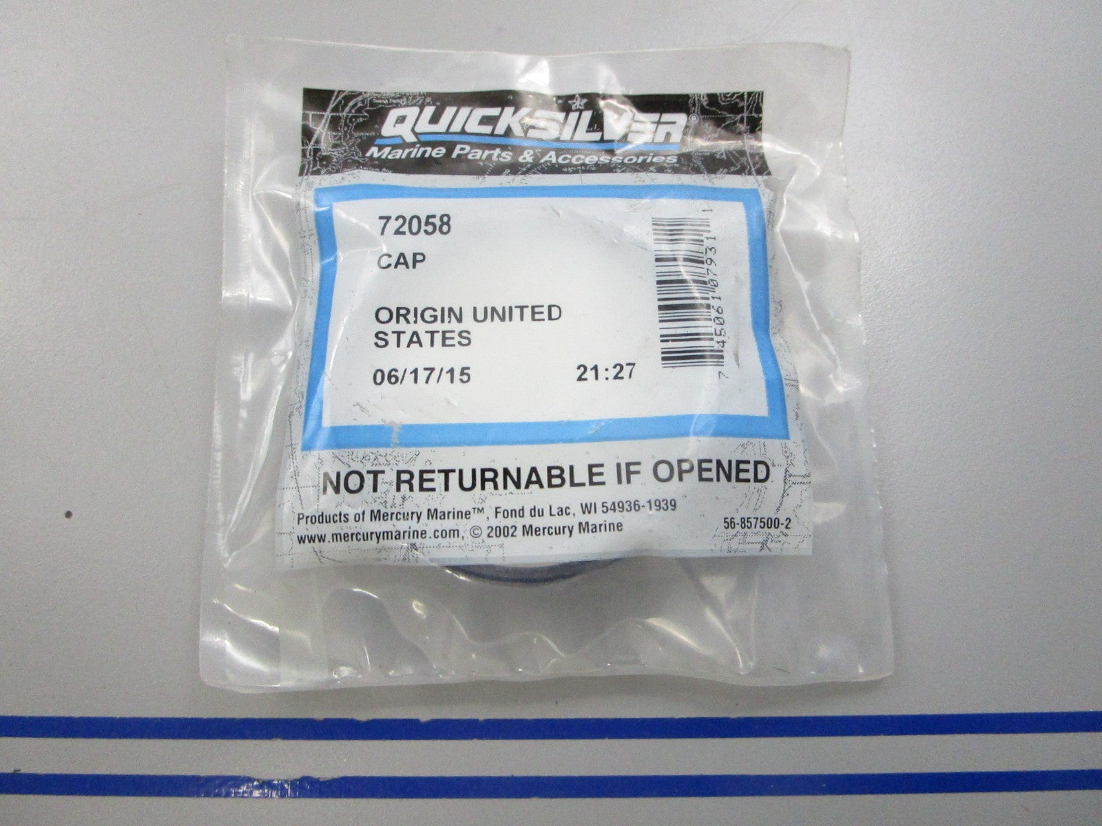 NEW OEM 72058 Mercury Quicksilver Cap 0810