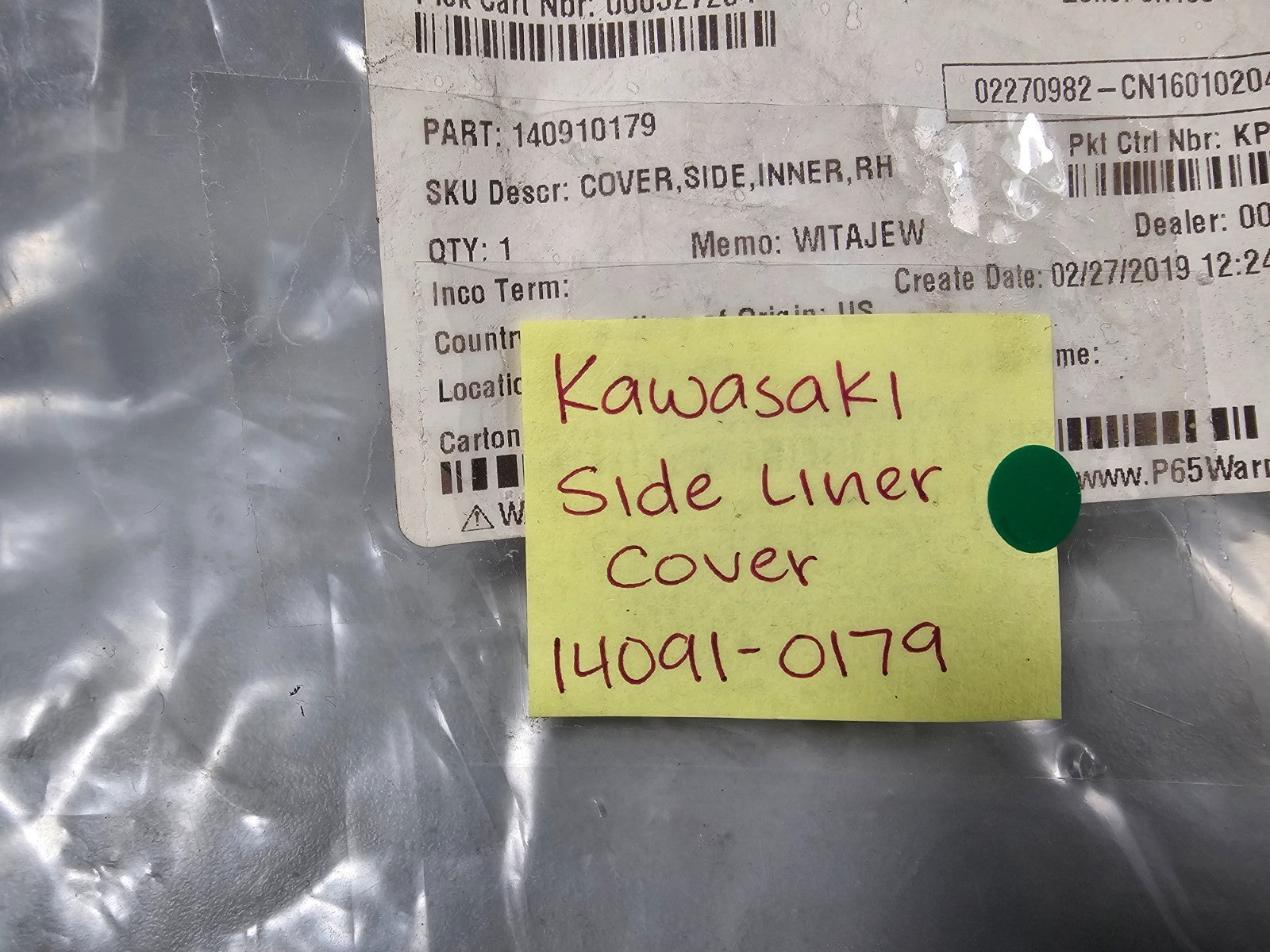 NEW OEM 14091-0179 Kawasaki Side Liner Cover 0810