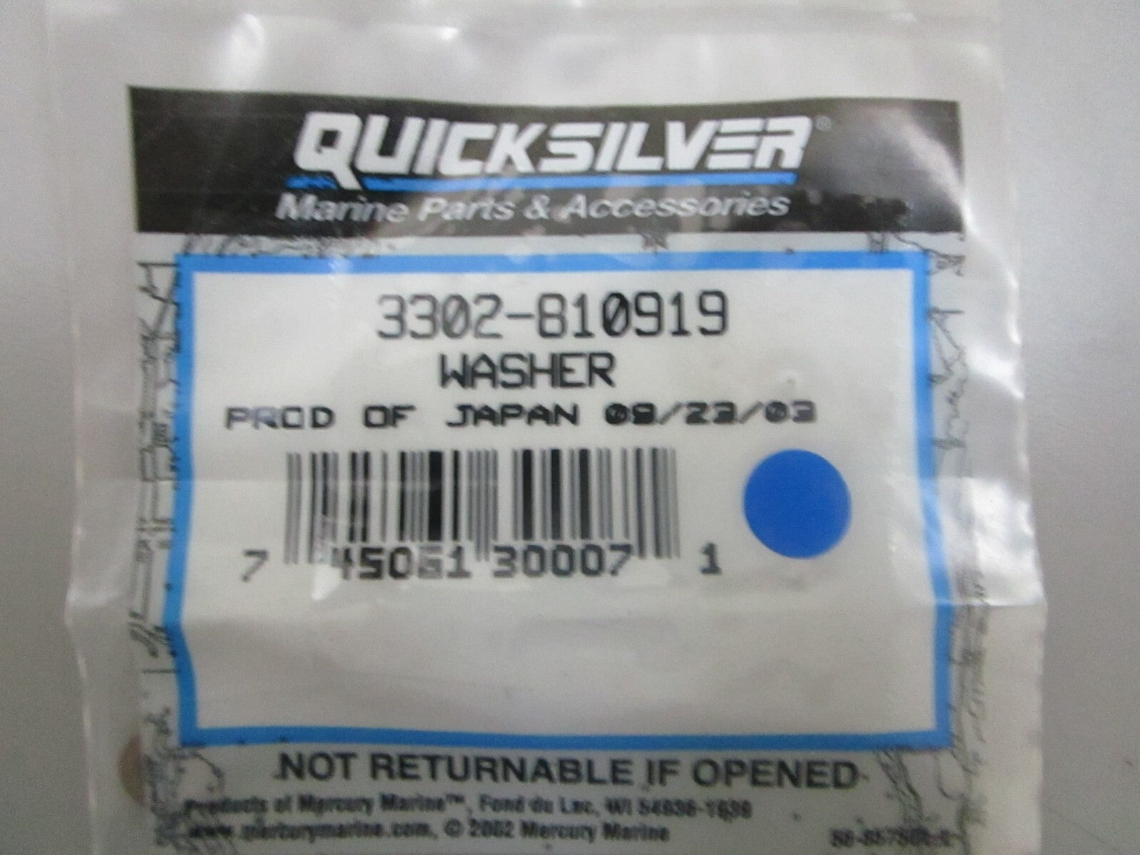 *NEW OEM* 0780 Mercury Quicksilver Washer 3302-810919