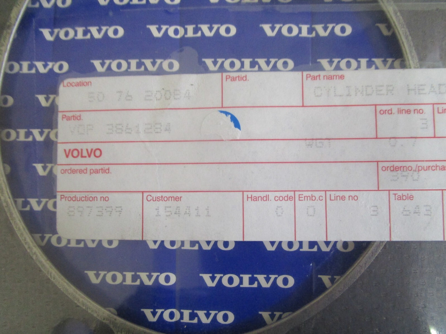*NEW OEM* 0820 Volvo Penta Cylinder Head Gasket 3861284