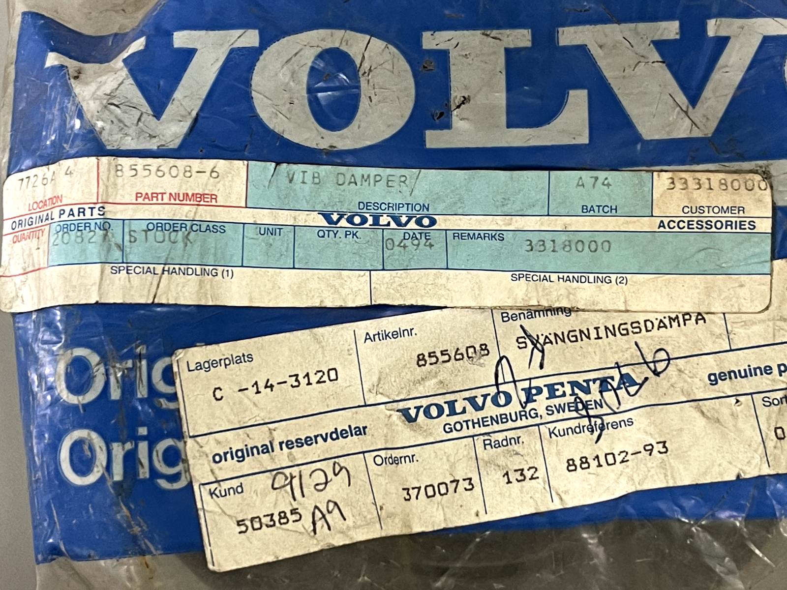 *NEW OEM* 0670 Volvo Penta Vibration Damper Harmonic Balancer Pulley 855608