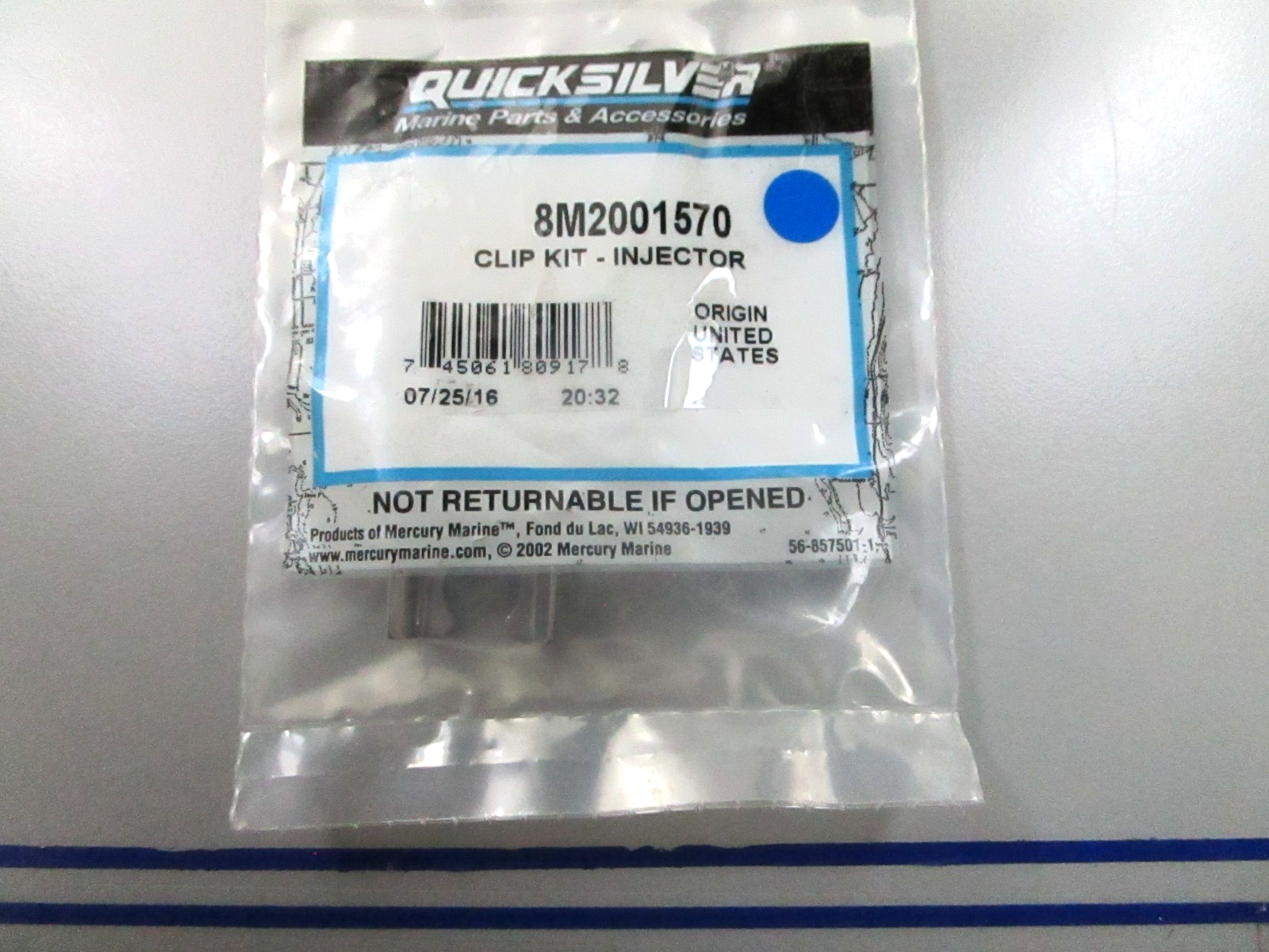 *NEW OEM* 0810 Mercury Quicksilver Injector Clip Kit 8M2001570