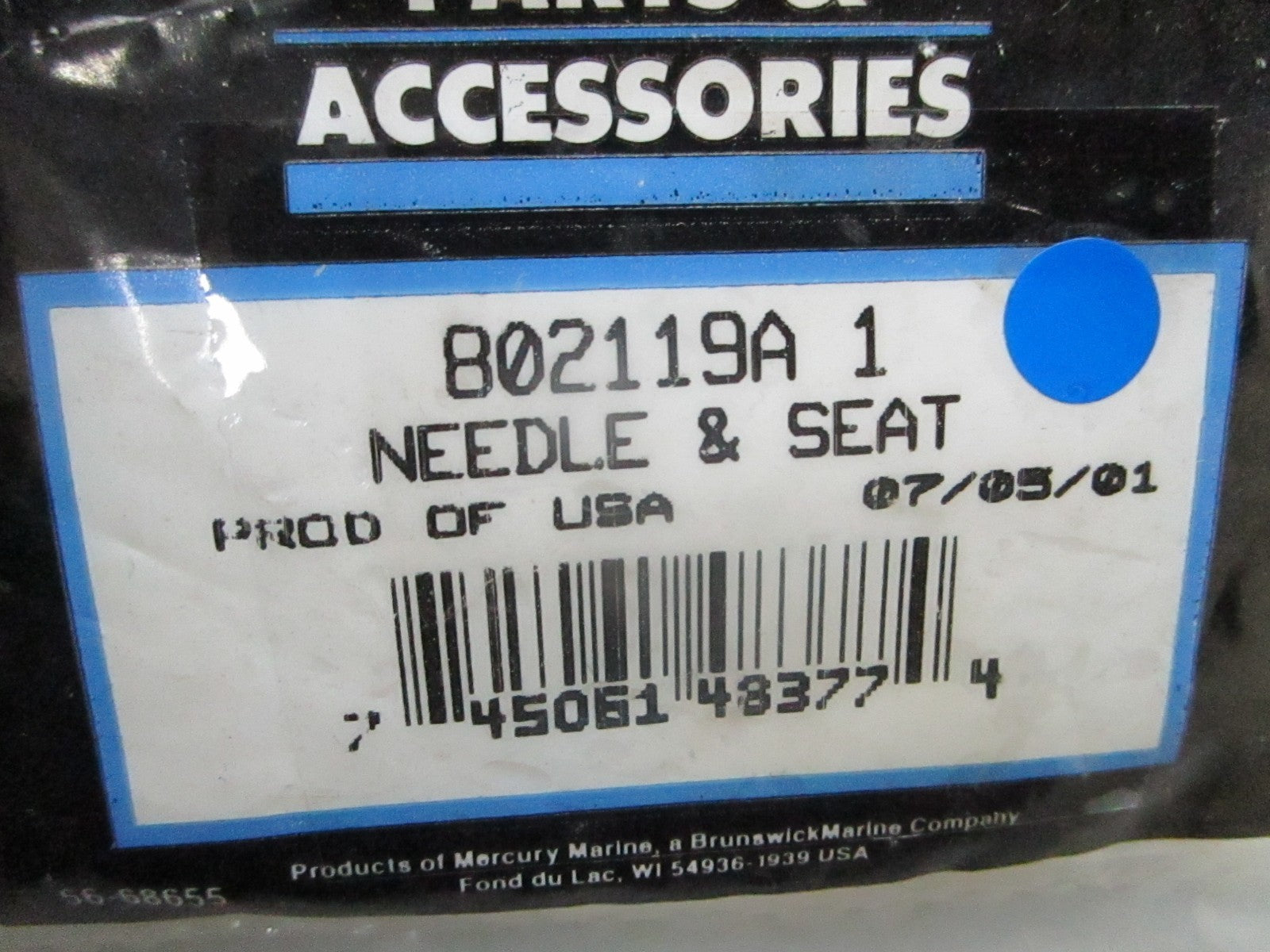 *NEW OEM* 0810 Mercury Quicksilver Needle & Seat 802119A 1