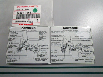 NEW OEM 56031-1990 Kawasaki Manual Label 0810