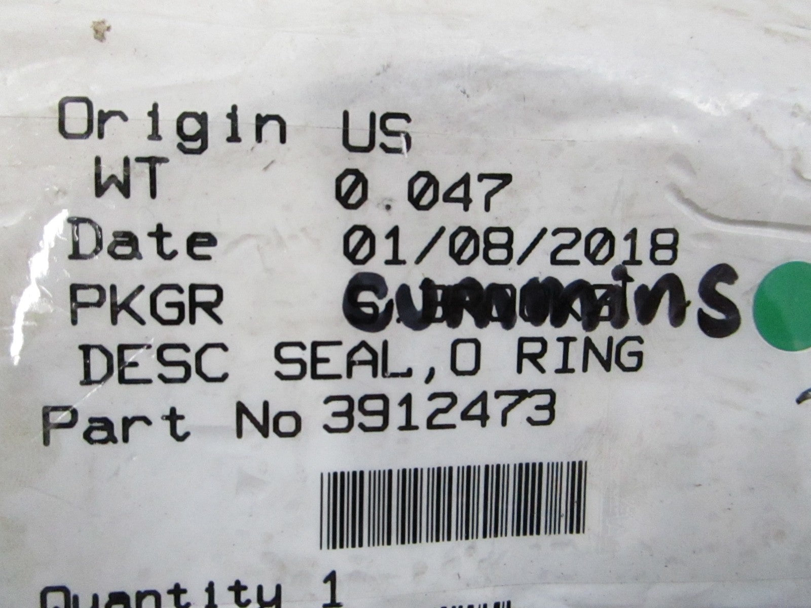 NEW OEM 3912473 Cummins O-Ring Seal 0810
