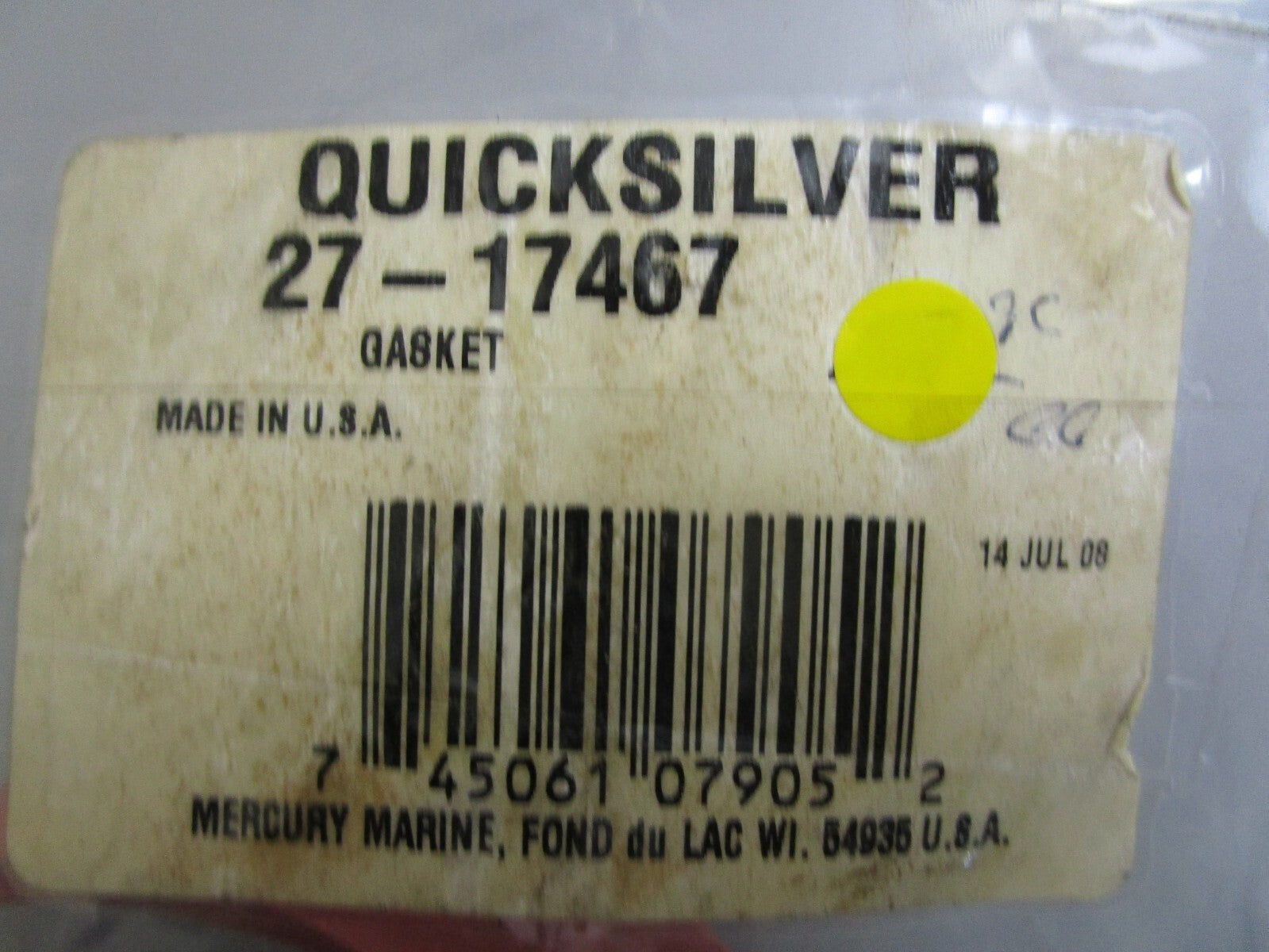 *NEW OEM* 0810 Mercury Quicksilver Gasket 27-17467