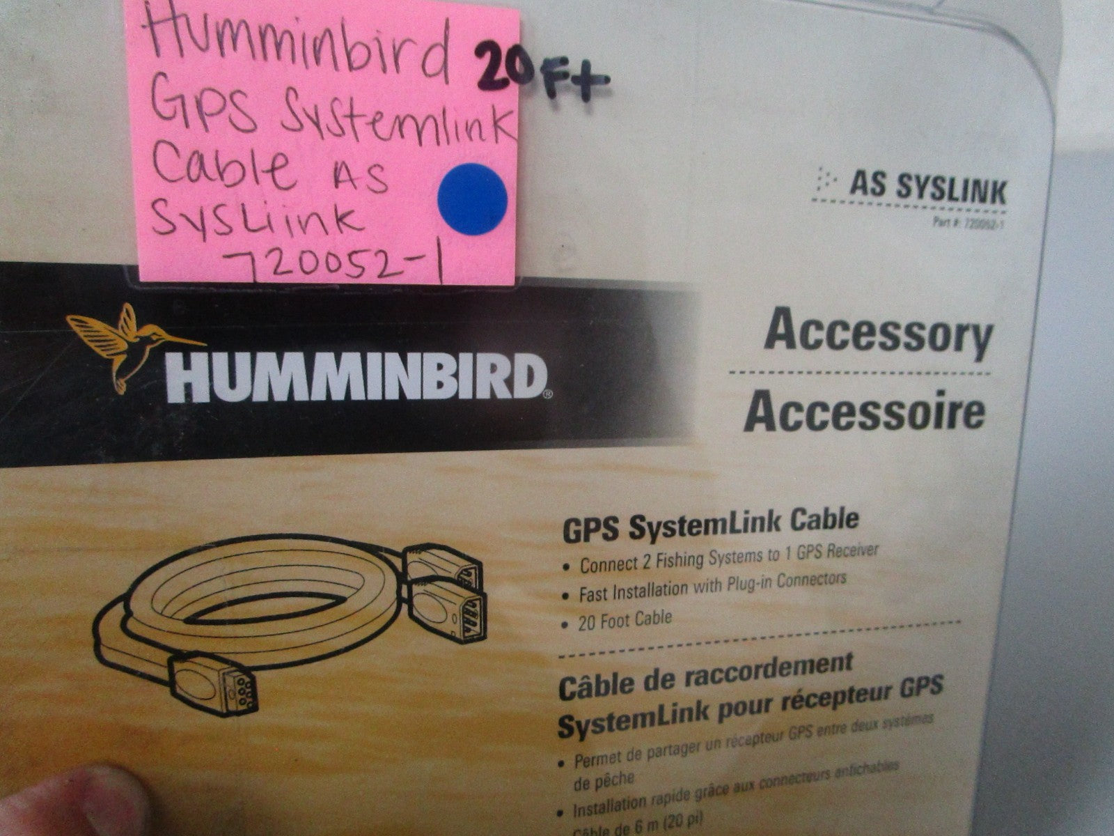 NEW OEM 720052-1 Humminbird 20' Ft GPS System Link Cable As Syslink 0720