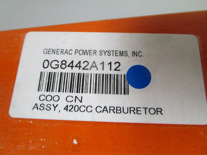 NEW OEM 0G8442A112 Generac 420CC Carburetor Assembly 0720