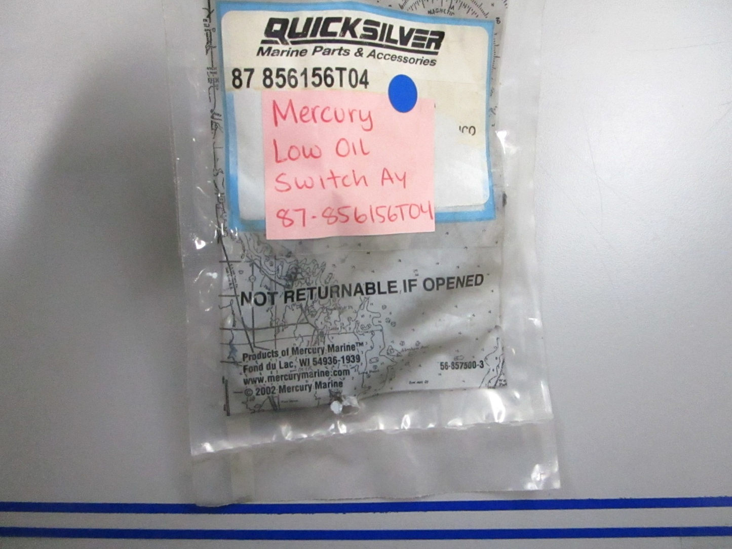 *NEW OEM* 0810 Mercury Quicksilver Low Oil Switch Assembly 87-856156T04