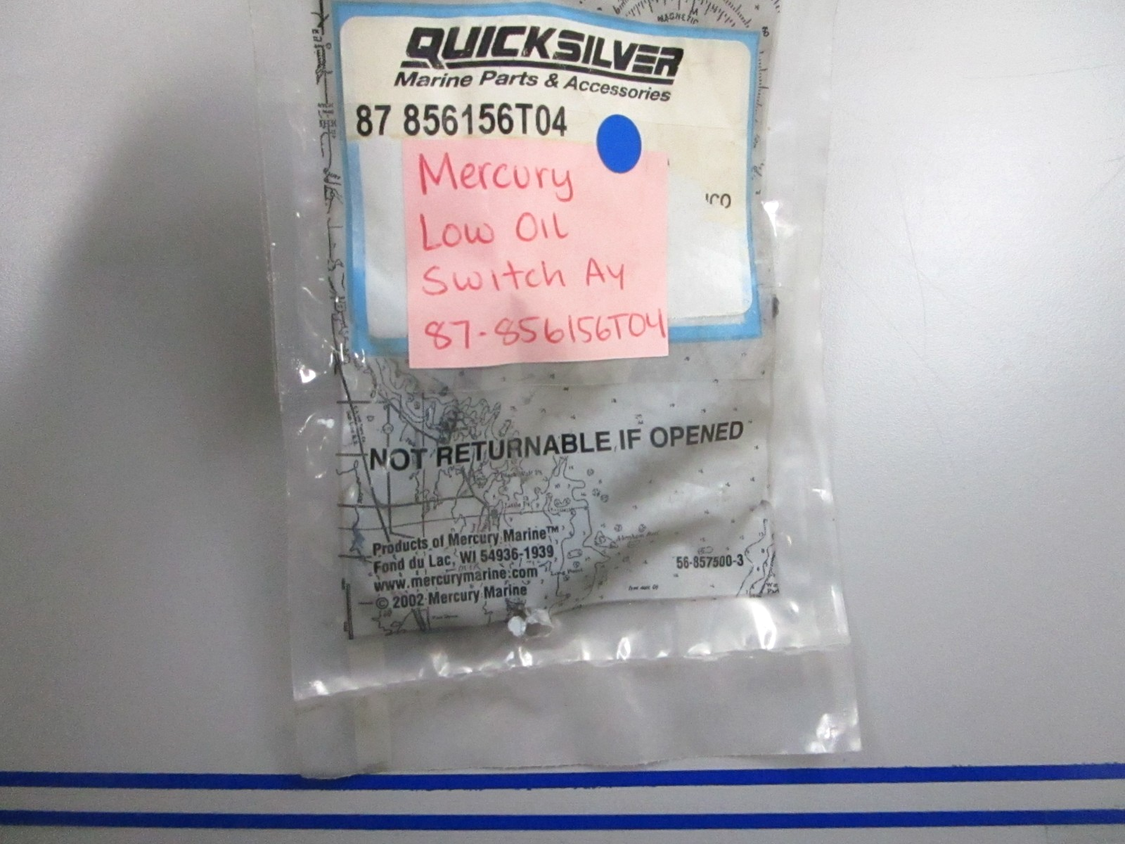 *NEW OEM* 0810 Mercury Quicksilver Low Oil Switch Assembly 87-856156T04