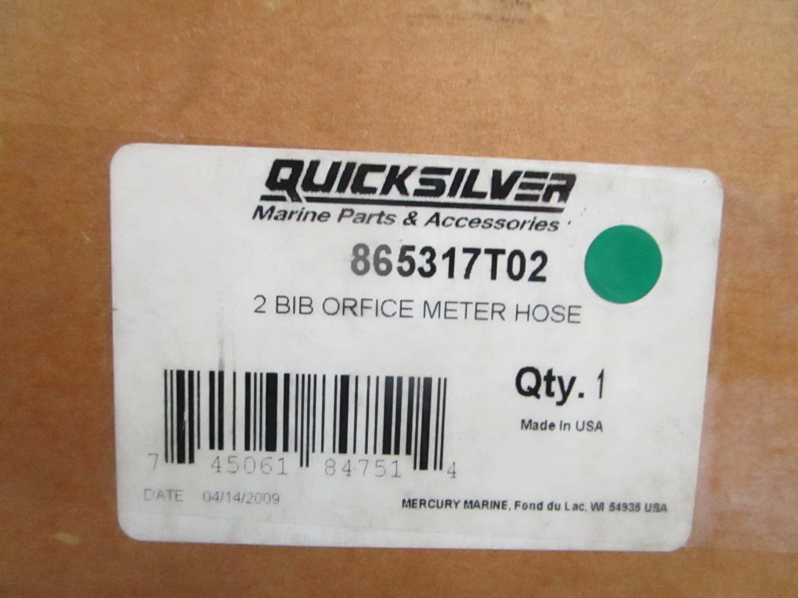 NEW OEM 865317T02 Mercury Quicksilver 2 Bib Orifice Meter Hose 0820