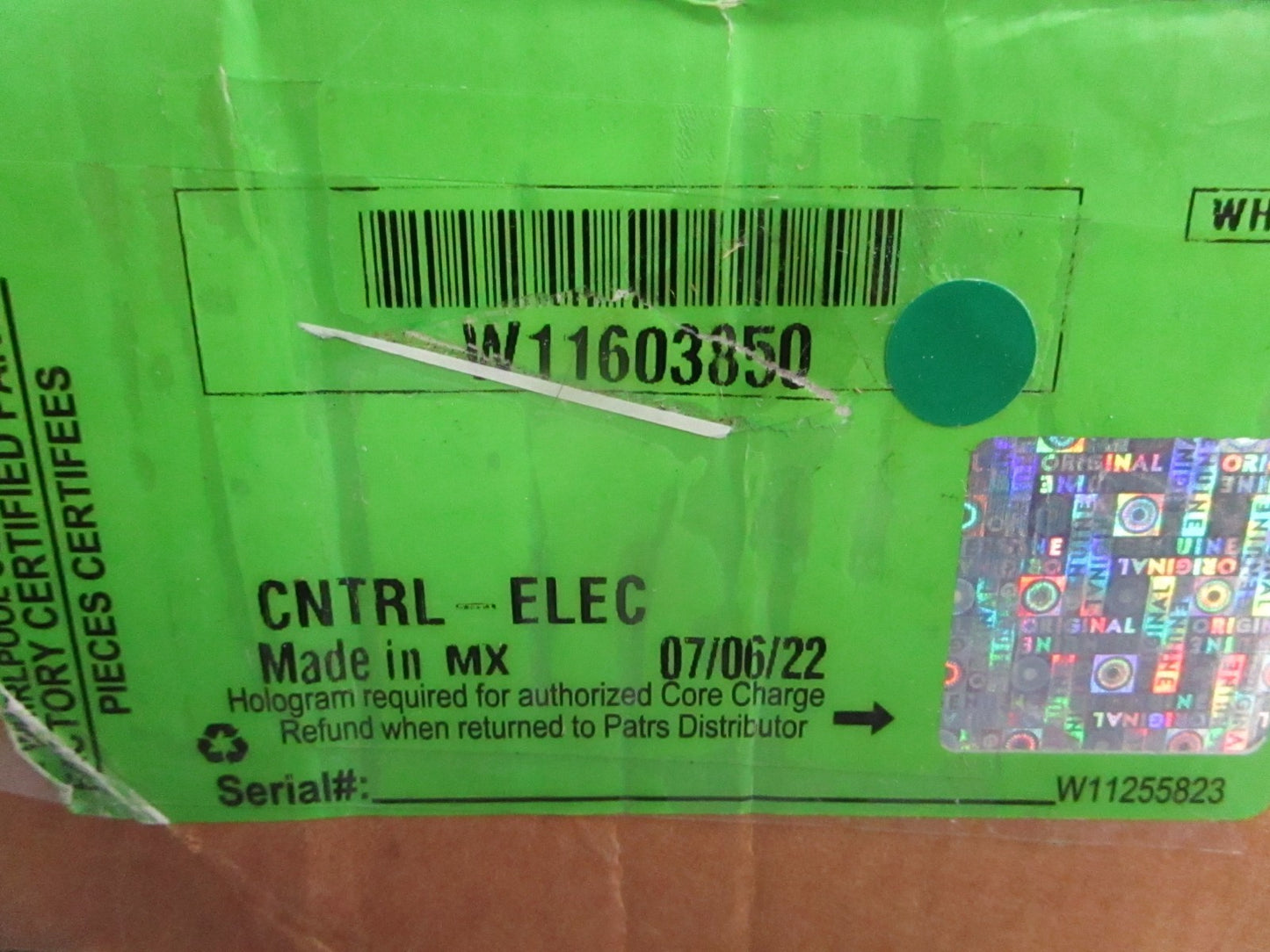 Whirlpool NEW OEM Electronic Control Board W11603850 NOS Genuine Part 0820