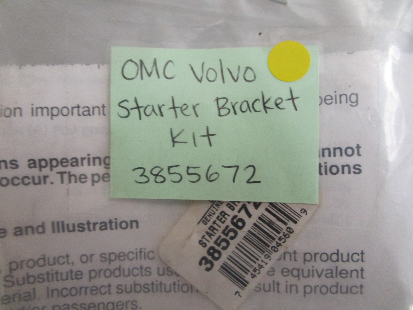 *NEW OEM* 0810 OMC Volvo Starter Bracket Kit 3855672