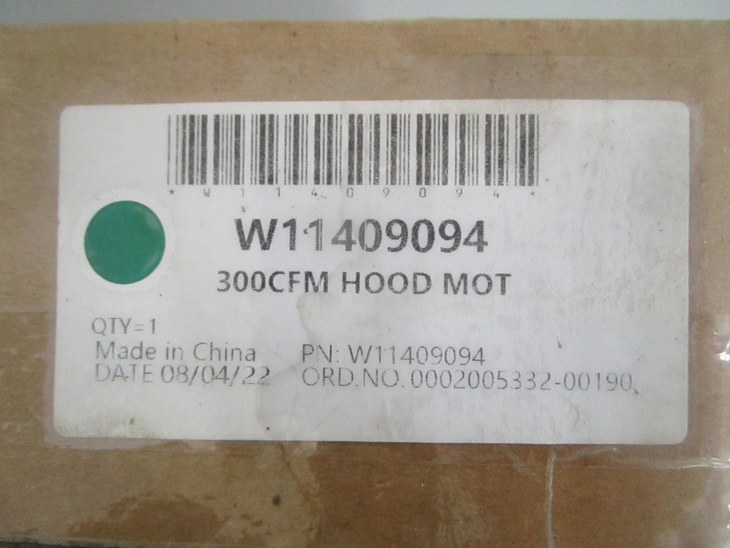 Whirlpool NEW OEM Microwave Hood Combo Vent Fan Motor W11409094 300 CFM NOS 0820