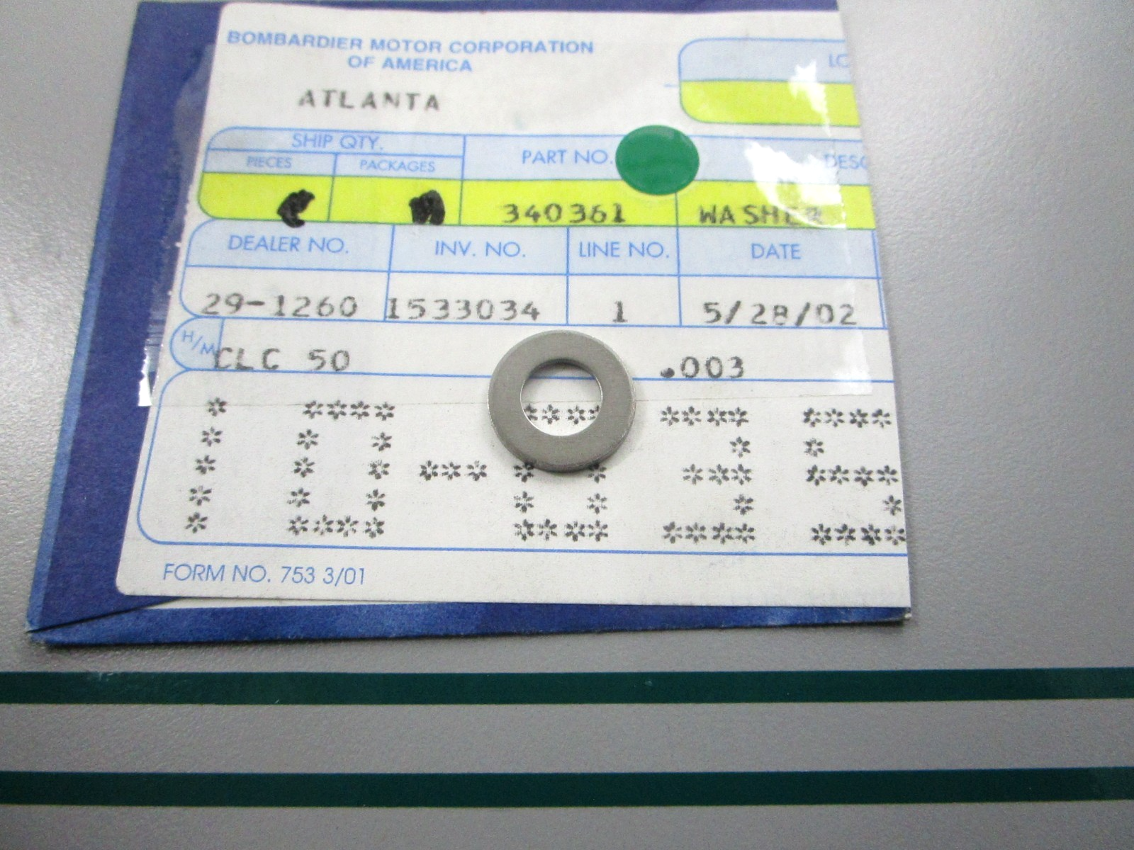 NEW OEM 340361 0340361 OMC Johnson Evinrude Washer 0810