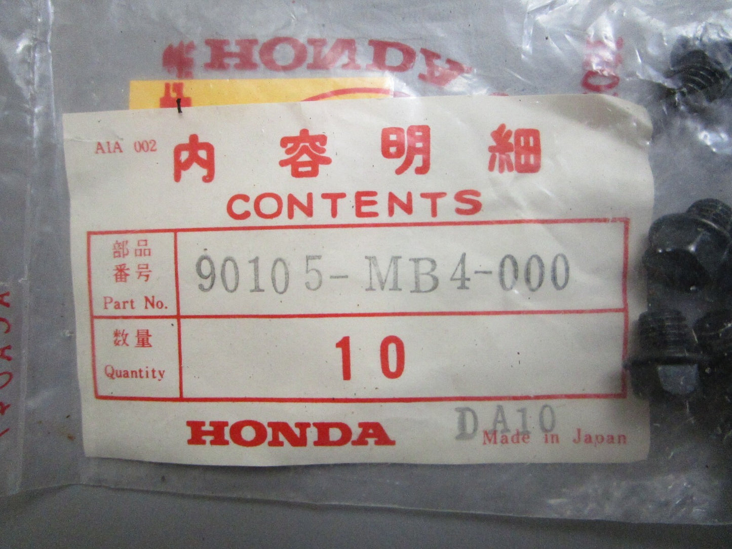 *NEW OEM* (LOT OF 10) 0810 Honda Flange Bolt 90105-MB4-000