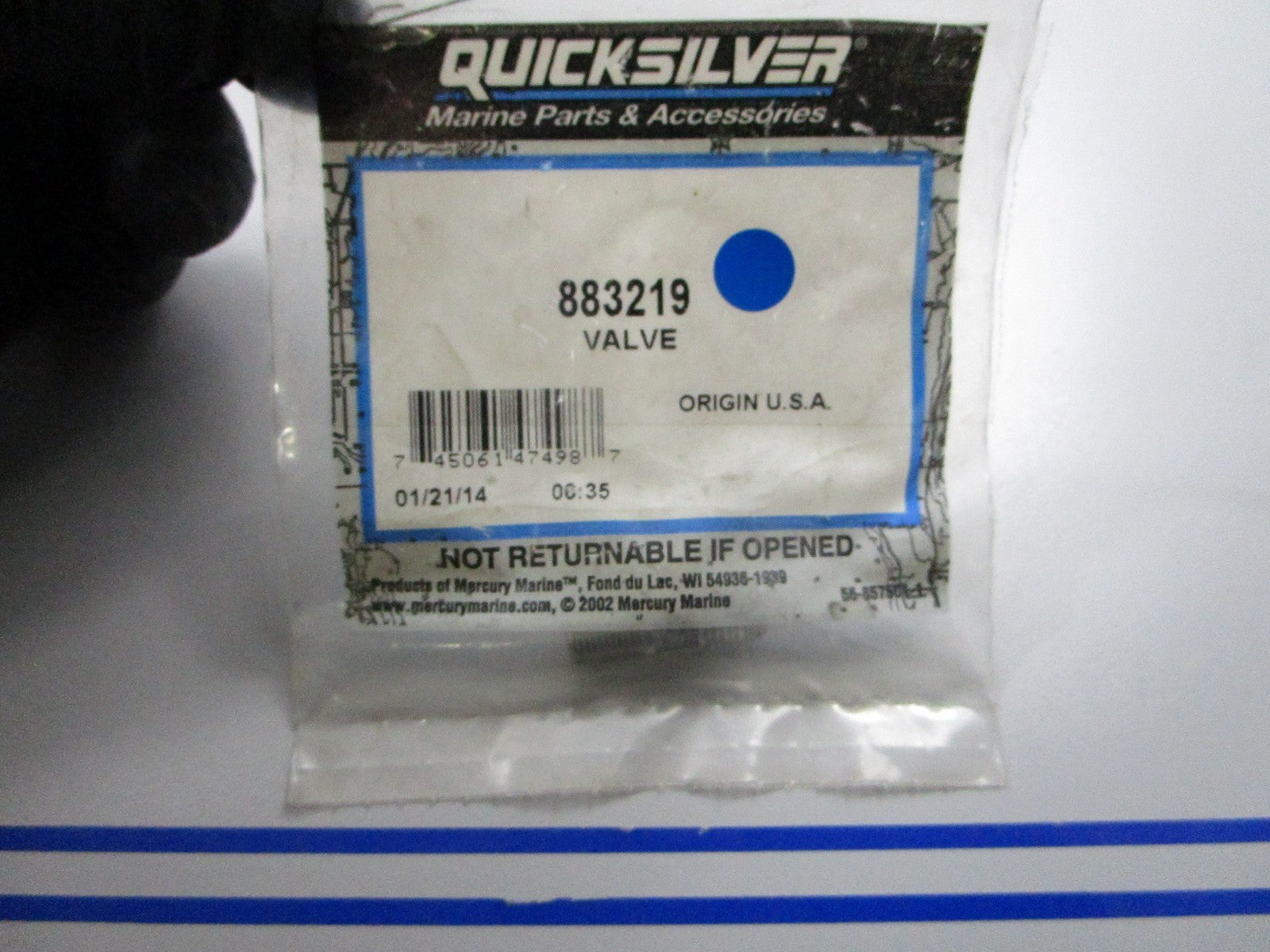*NEW OEM* 0810 Mercury Quicksilver Valve 883219