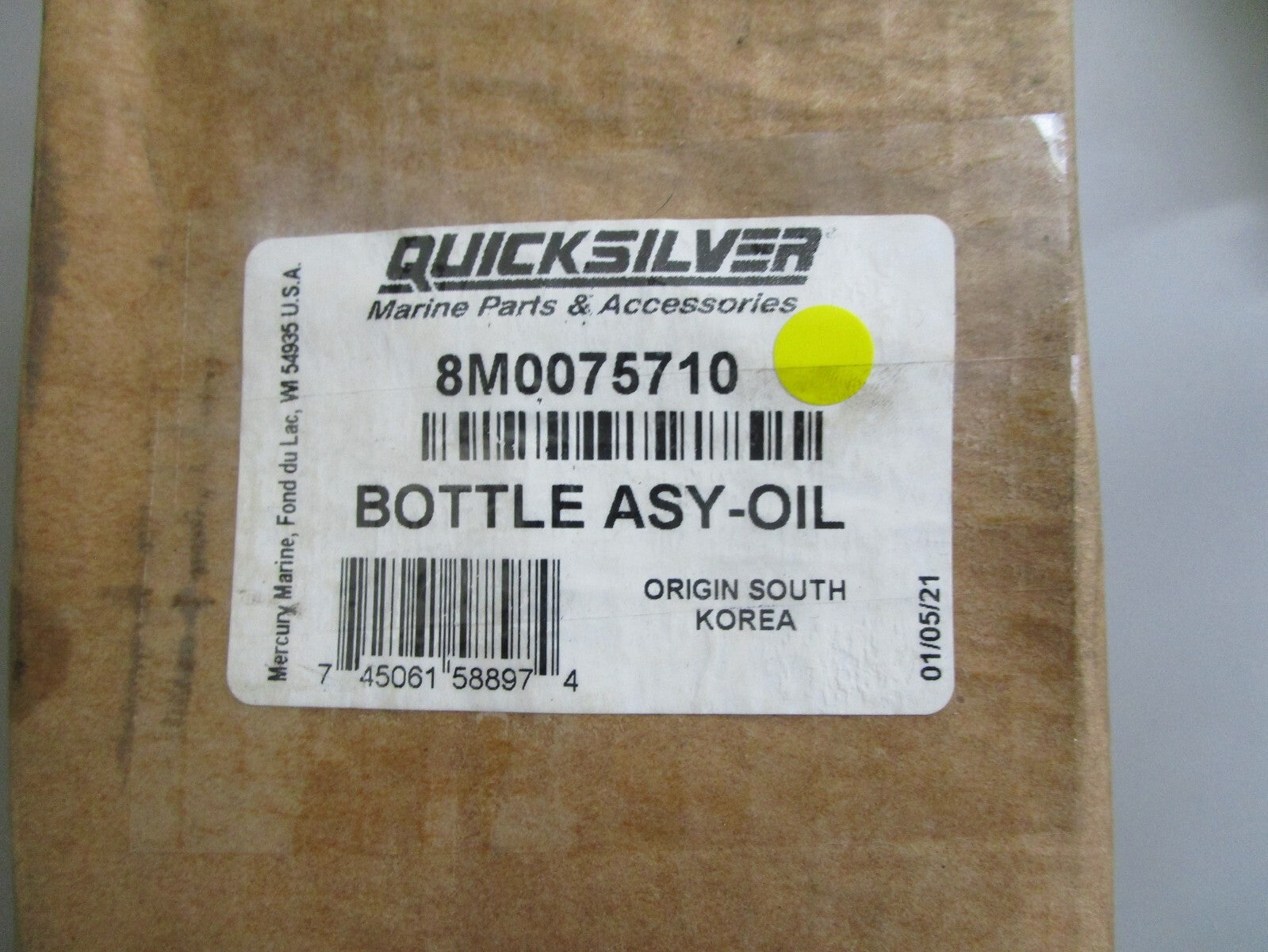 *NEW OEM* 0820 Mercury Quicksilver Oil Bottler Assy 8M0075710