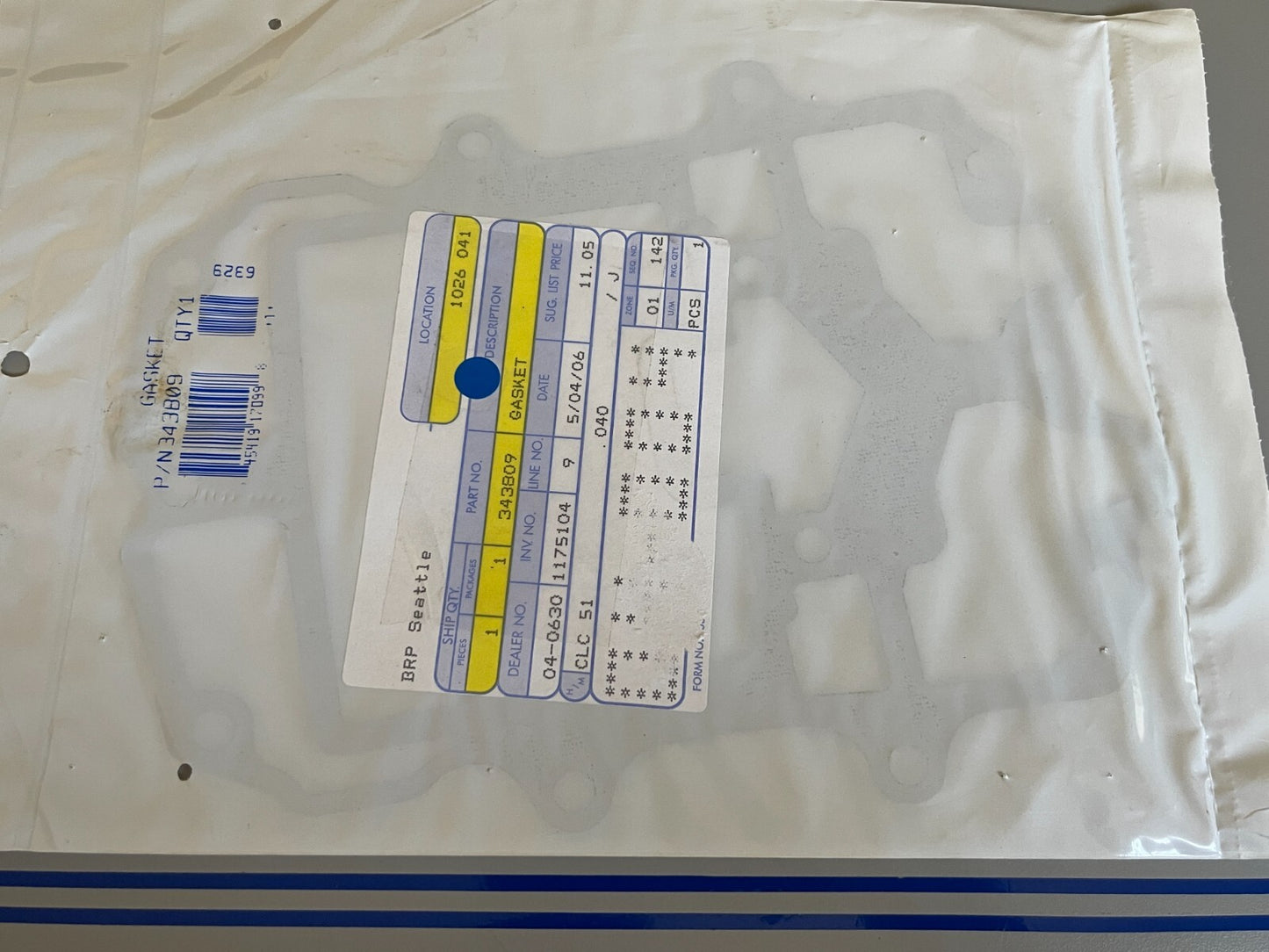 *NEW OEM* 0720 OMC Johnson Evinrude Gasket 343809 0343809