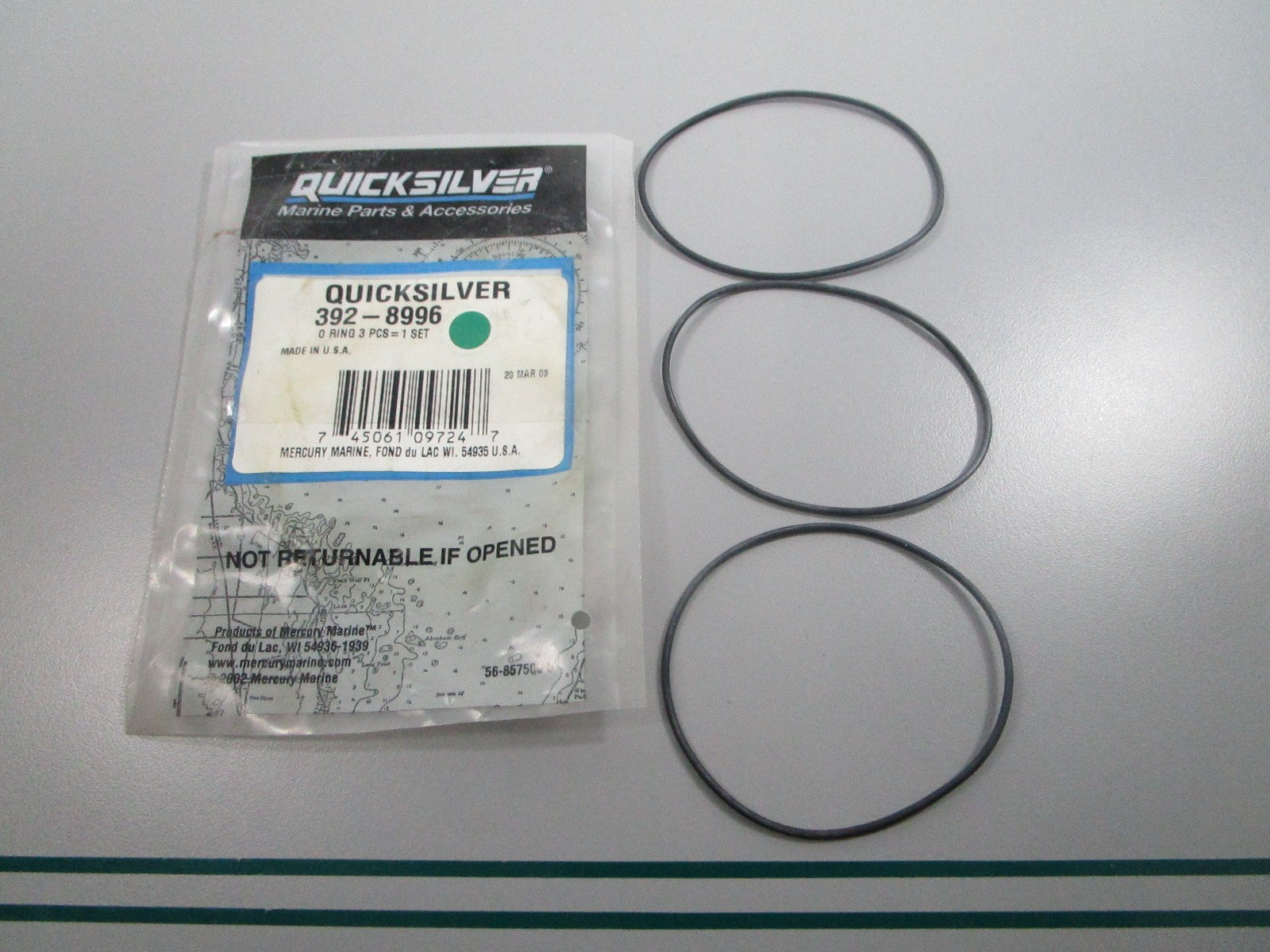 NEW OEM 392-8996 Mercury Quicksilver 3 Piece O-Ring Set 0810