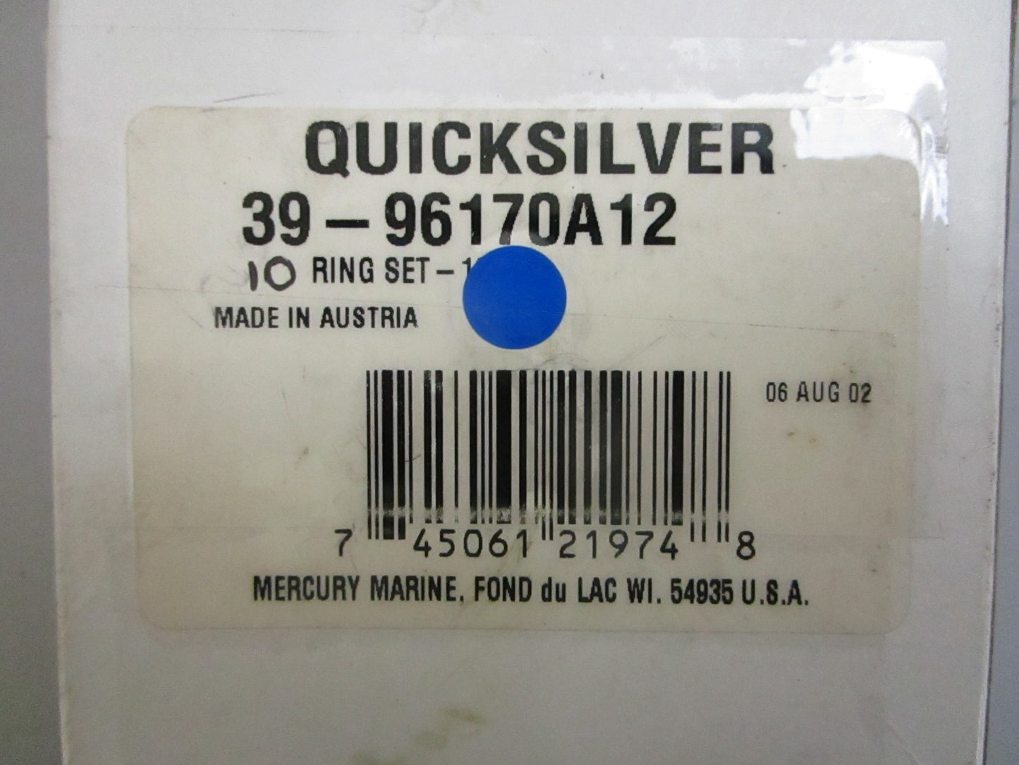 *NEW OEM* 0820 Mercury Quicksilver 10 Piston Ring Set 39-96170A12
