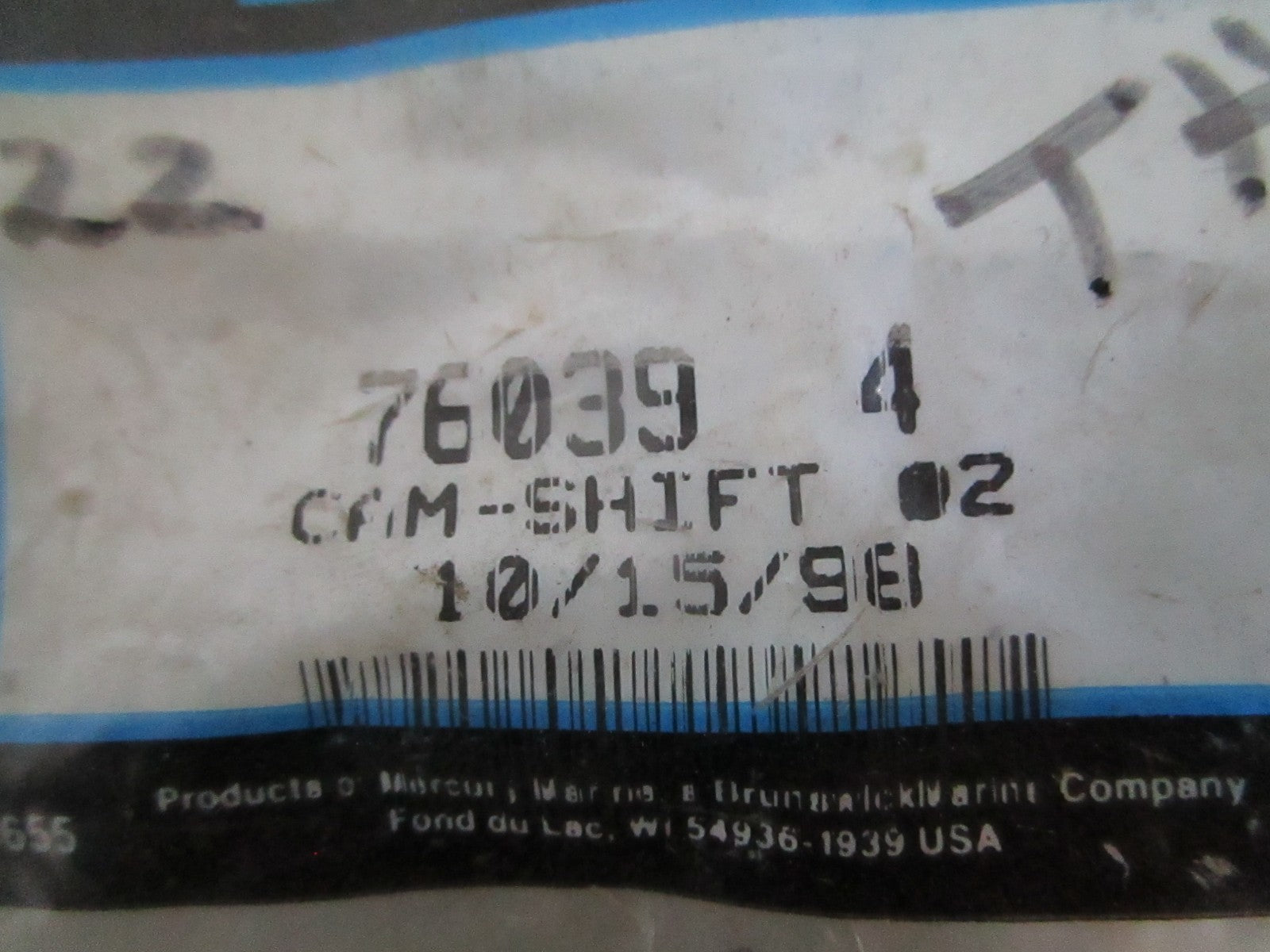 NEW OEM 76039 4 Mercury Quicksilver Shift Cam 0820