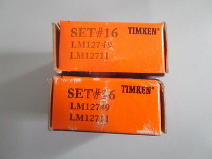 NEW OEM (LOT OF 2) LM12749 LM12711 Timken Set #16 Roller Bearing 0820