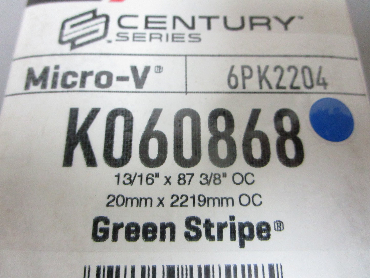 NEW K060868 Gates Micro-V Green Stripe 13/16" x 87 ⅜" Serpentine Belt 0720