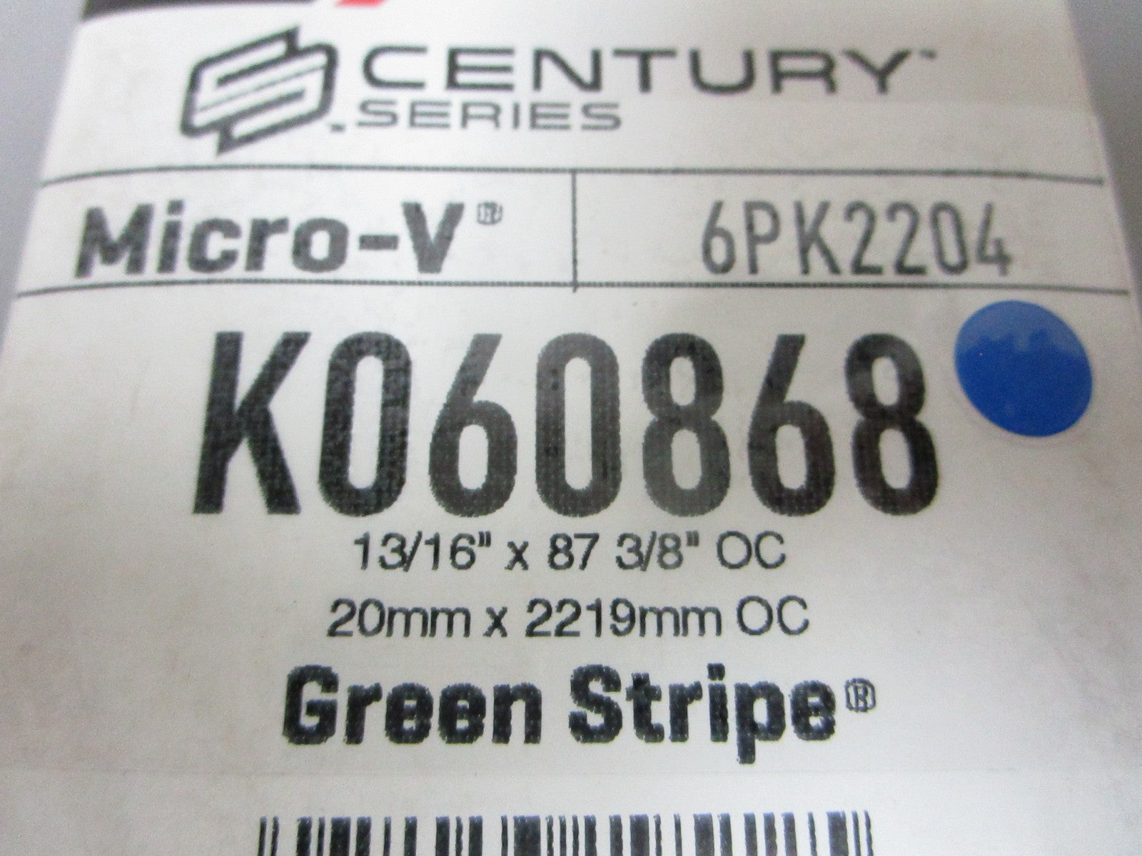 NEW K060868 Gates Micro-V Green Stripe 13/16" x 87 ⅜" Serpentine Belt 0720