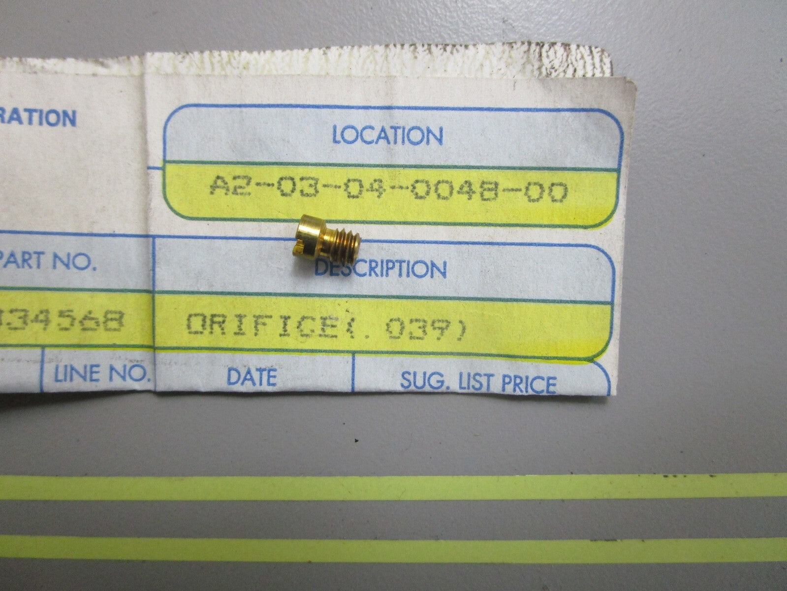 *NEW OEM* 0810 OMC Johnson Evinrude .039 Orifice 334568 0334568