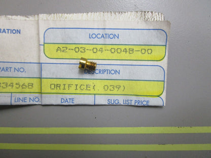 *NEW OEM* 0810 OMC Johnson Evinrude .039 Orifice 334568 0334568