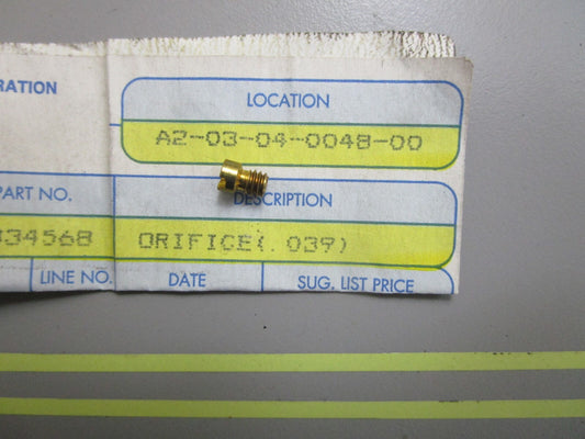 *NEW OEM* 0810 OMC Johnson Evinrude .039 Orifice 334568 0334568