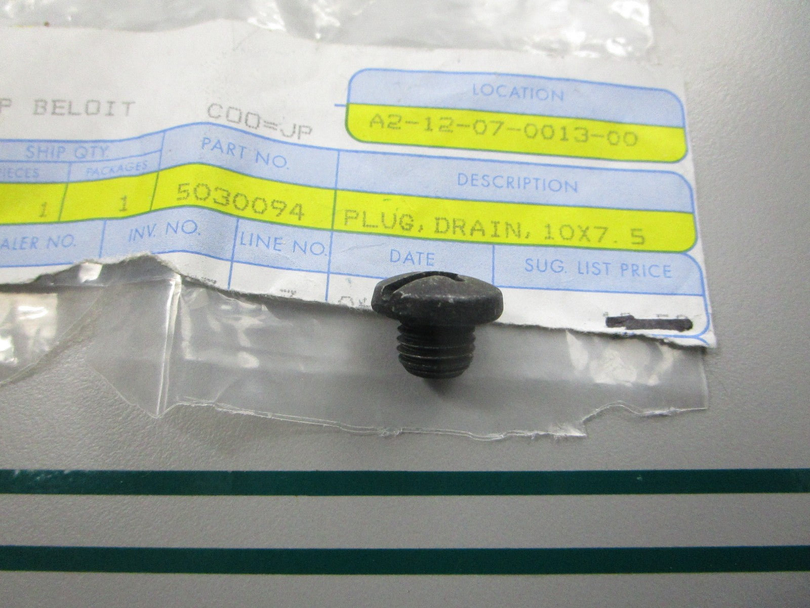 NEW OEM 5030094 OMC Johnson Evinrude Drain Plug 0810