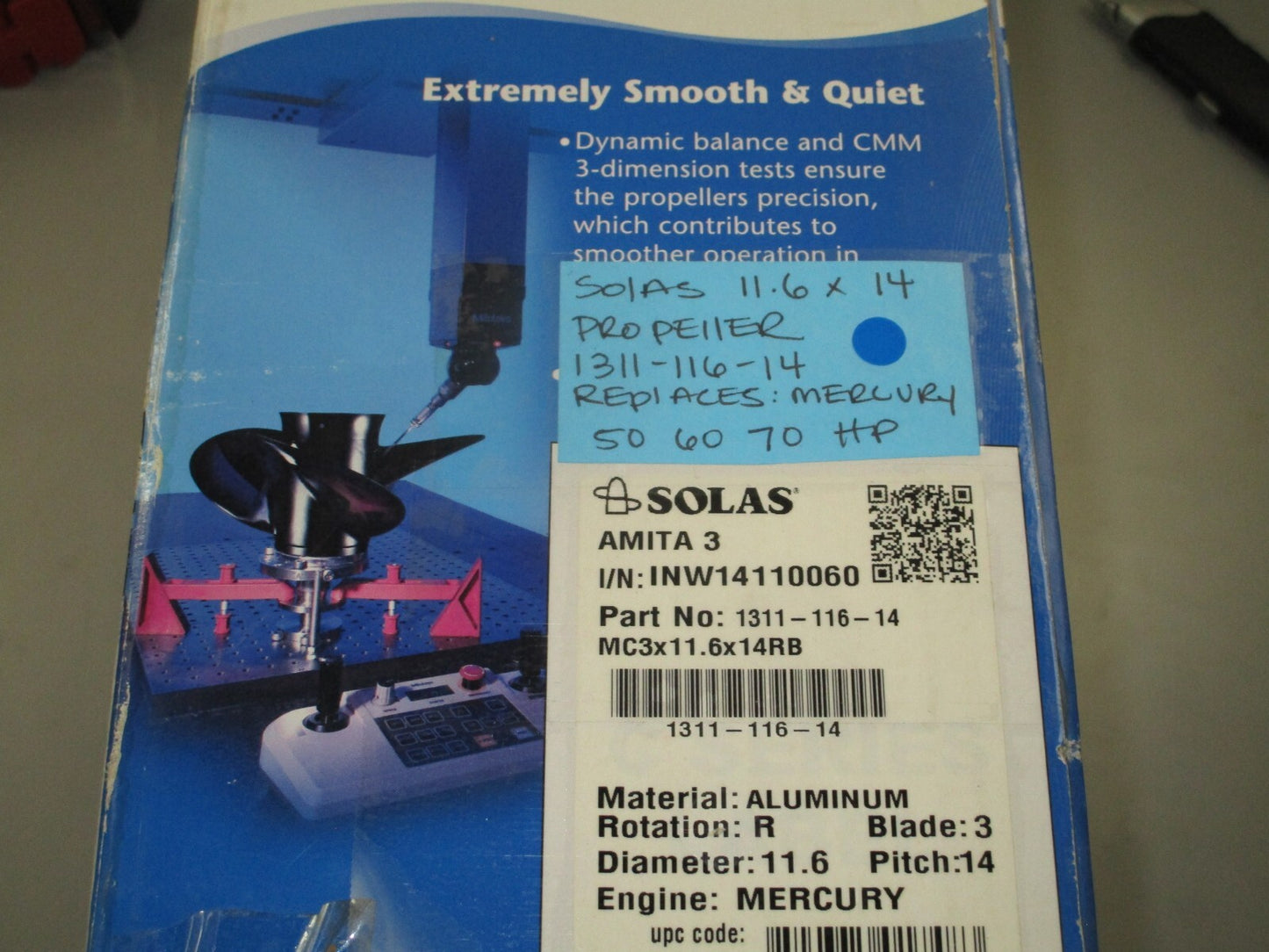 *NEW* 0820 Solas 11.6×14 Propeller 1311-116-14 Replaces: Mercury 50 60 70HP