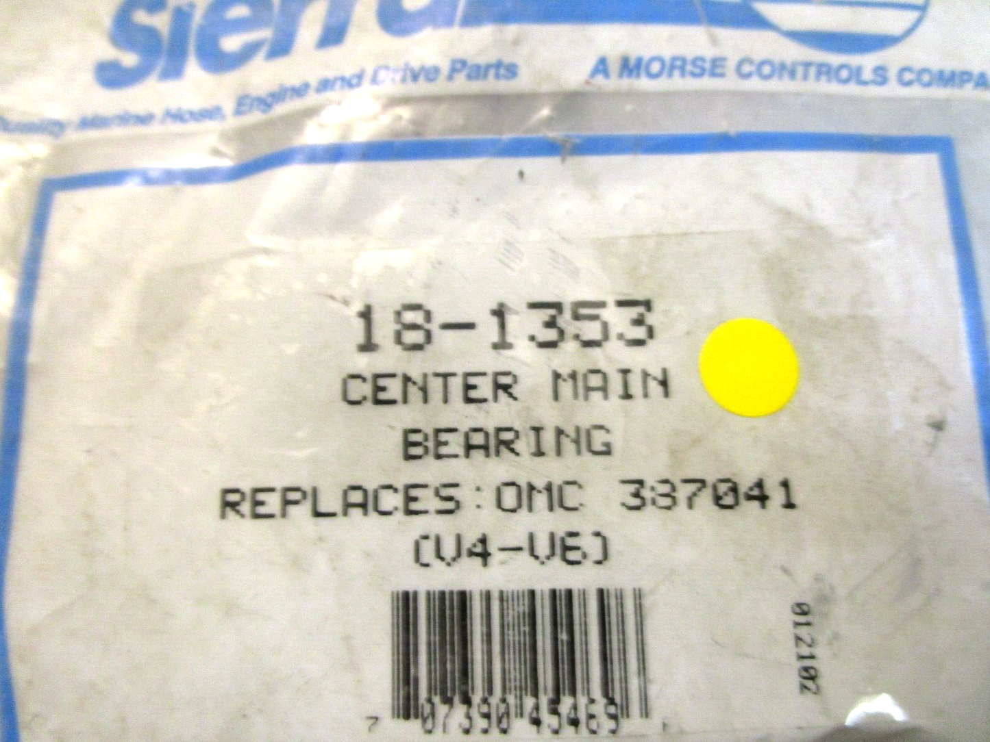 *NEW* 0750 Sierra CENTER MAIN BEARING 18-1353 Replaces OMC (V4-V6) 387041