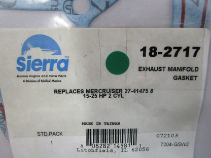 NEW 18-2717 Replaces: Mercruiser 27-474758 Sierra Exhaust Manifold Gasket 0810
