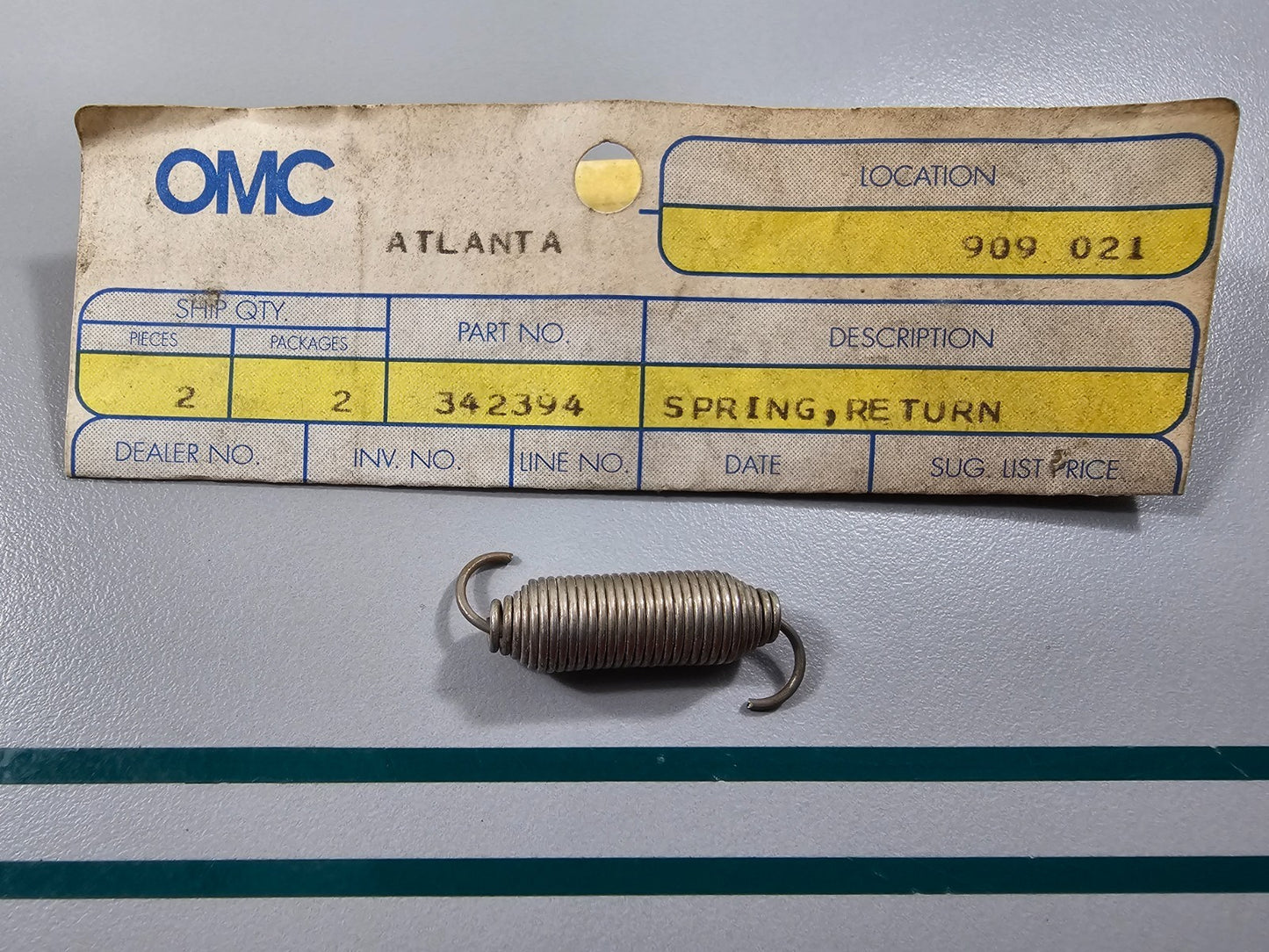 NEW OEM 342394 0342394 OMC Johnson Evinrude Return Spring 0810