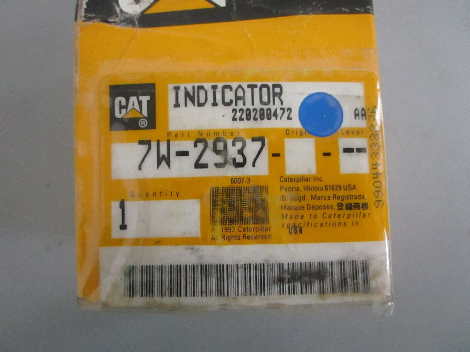 NEW OEM 7W-2937 CAT Oil Pressure Indicator 0820
