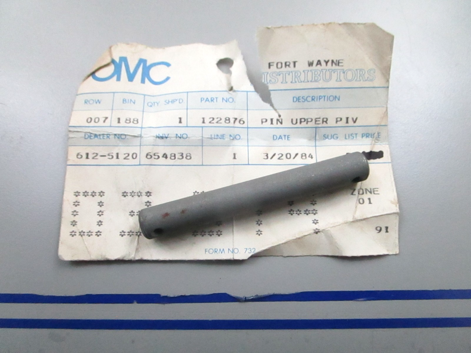 *NEW OEM* 0810 OMC Johnson Evinrude Pin 122876 0122876