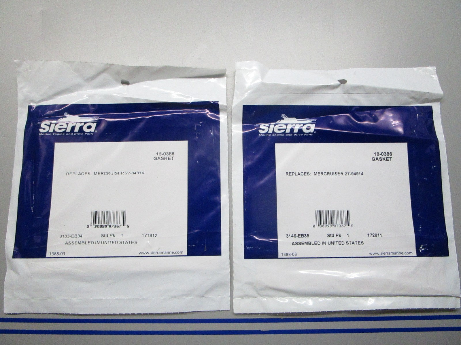*NEW* (LOT OF 2) 0810 Sierra Gasket 18-0386 Replaces: 27-94914